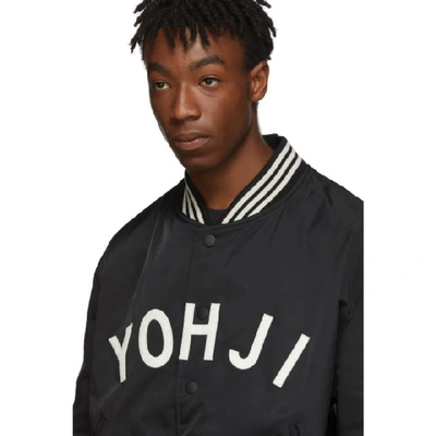 Shop Y-3 Black Yohji Letters Bomber Jacket In Black/ecru