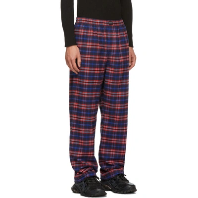 Shop Balenciaga Blue And Red Check Flannel Pyjama Trousers In 4800 Blured