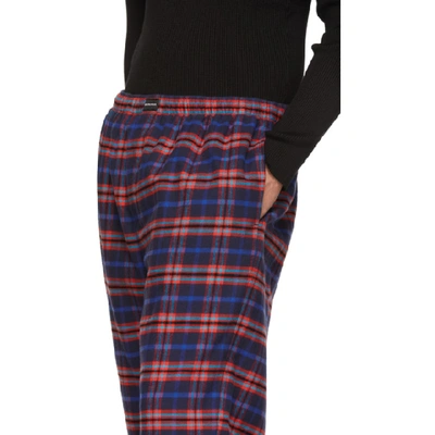 Shop Balenciaga Blue And Red Check Flannel Pyjama Trousers In 4800 Blured