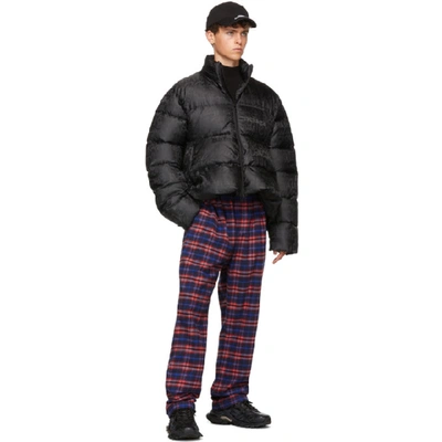 Shop Balenciaga Blue And Red Check Flannel Pyjama Trousers In 4800 Blured