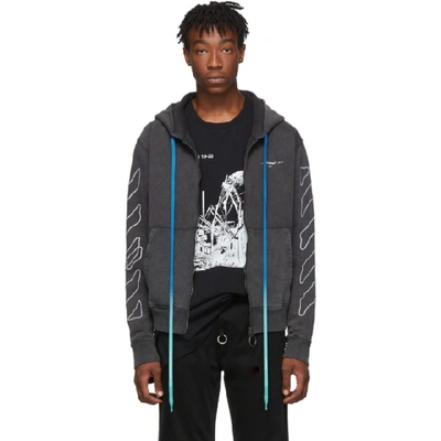 Shop Off-white Black Abstract Arrows Slim Zip Hoodie In 1001 Blkwht