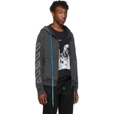 Shop Off-white Black Abstract Arrows Slim Zip Hoodie In 1001 Blkwht