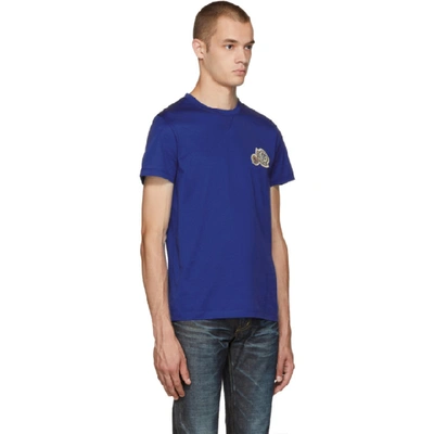 Shop Moncler Blue Logo T-shirt In 124-709.blu