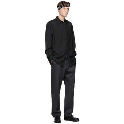 Shop Valentino Black Wool Semiover Fit Shirt In 0no Black