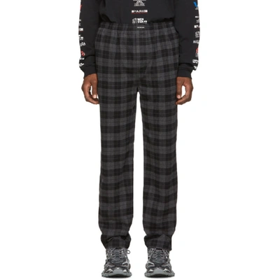 Shop Balenciaga Grey And Black Check Flannel Trousers In 1140 Anthra