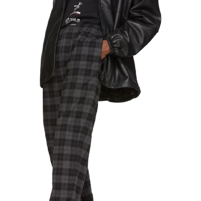 Shop Balenciaga Grey And Black Check Flannel Trousers In 1140 Anthra