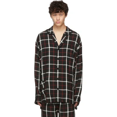 Shop Balenciaga Black Check Pajama Shirt In 1070 Blkwht