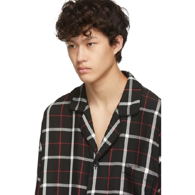 Shop Balenciaga Black Check Pajama Shirt In 1070 Blkwht