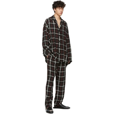Shop Balenciaga Black Check Pajama Shirt In 1070 Blkwht