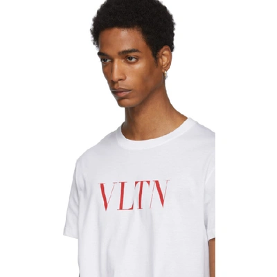Shop Valentino White & Red 'vltn' T-shirt