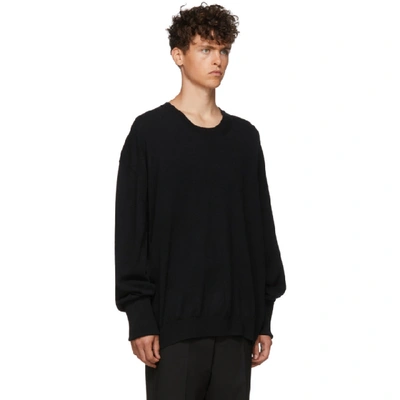 Shop Ann Demeulemeester Black Knitted Sweater In Blk/offwhit
