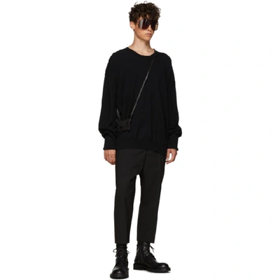 Shop Ann Demeulemeester Black Knitted Sweater In Blk/offwhit