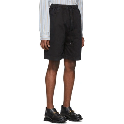 Shop Gucci Black Denim Washed Oversized Shorts In 1082 Black