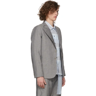 Shop House Of The Very Islands Grey Slim-fit Tailored Blazer In 8.0 Grey