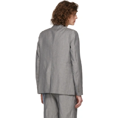 Shop House Of The Very Islands Grey Slim-fit Tailored Blazer In 8.0 Grey