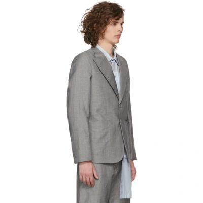 Shop House Of The Very Islands Grey Slim-fit Tailored Blazer In 8.0 Grey