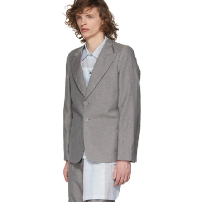 Shop House Of The Very Islands Grey Slim-fit Tailored Blazer In 8.0 Grey