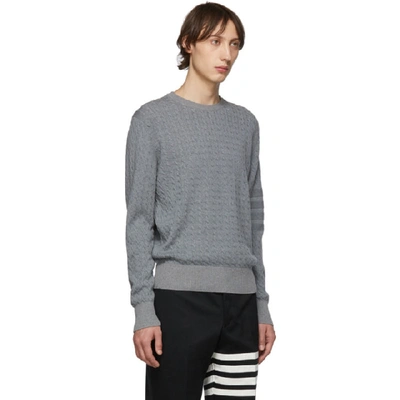 Shop Thom Browne Grey Baby Cable Knit Crewneck Sweater In 055 Lt Grt