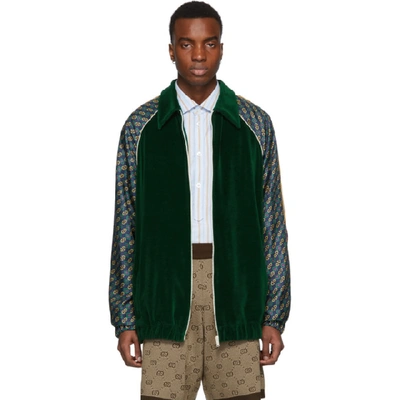 Shop Gucci Green Chenille Zip-up Sweater In 3129 Green