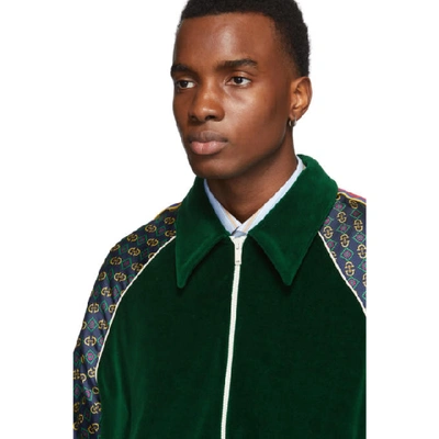 Shop Gucci Green Chenille Zip-up Sweater In 3129 Green