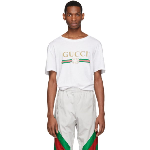Gucci Logo Print Cotton Jersey T-shirt In White | ModeSens