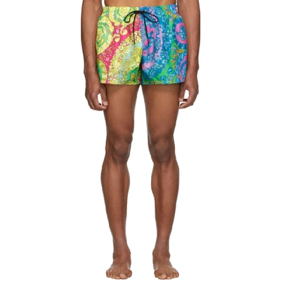 Shop Versace Underwear Mutlicolor Barocco Swim Shorts In A707 Multi