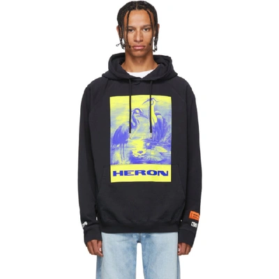 Shop Heron Preston Black Paint Heron Birds Hoodie In 0488 Blkmul