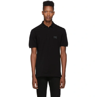 Shop Dolce & Gabbana Dolce And Gabbana Black Plaque Polo In N0000 Black