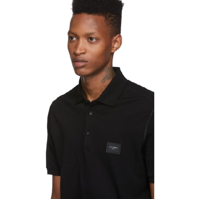 Shop Dolce & Gabbana Dolce And Gabbana Black Plaque Polo In N0000 Black