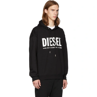 Shop Diesel Black S-division-logo Hoodie In 900 Black