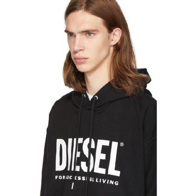 Shop Diesel Black S-division-logo Hoodie In 900 Black