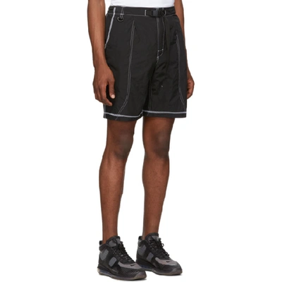 Shop John Elliott Black High Shrunk Nylon Mountain Shorts In Blackyelow