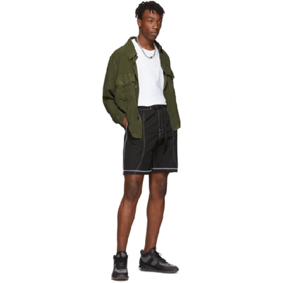 Shop John Elliott Black High Shrunk Nylon Mountain Shorts In Blackyelow