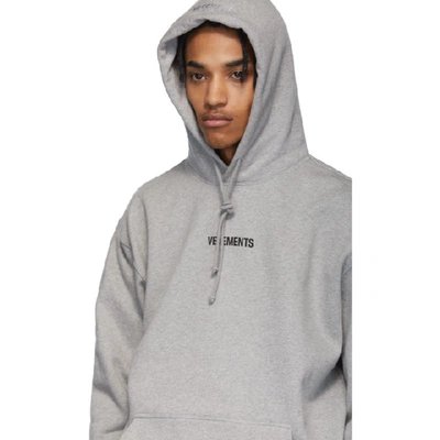 Shop Vetements Grey Logo Hoodie