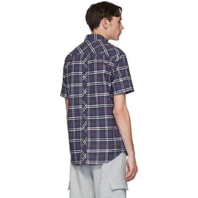 Shop Burberry Blue Check Classic Shirt In Carbon Blue