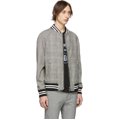 Shop Balmain Black And White Houndstooth Bomber In Eab Noir/bl