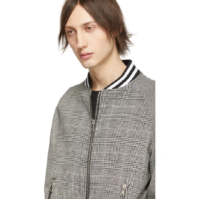 Shop Balmain Black And White Houndstooth Bomber In Eab Noir/bl