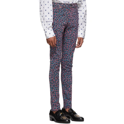 Shop Gucci Pink And Blue Leopard Skinny Jeans In 6367redivr