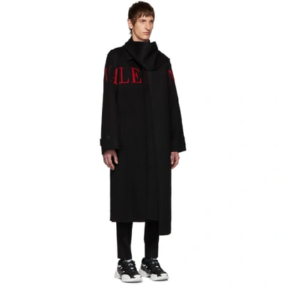 Shop Valentino Black Wool Extended Collar Coat In 0nr
