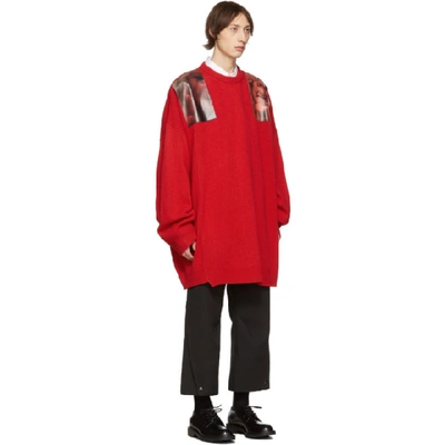 Shop Raf Simons Red Oversized Patches Sweater In 00030 Red