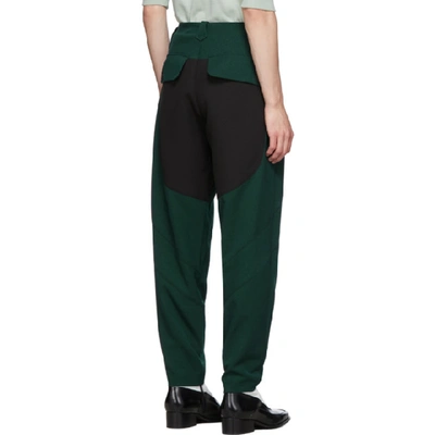 Shop Kiko Kostadinov Black And Green Twill Rhombus Trousers In 37 Tlblk