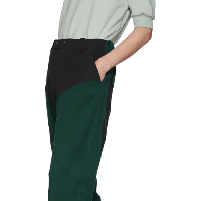 Shop Kiko Kostadinov Black And Green Twill Rhombus Trousers In 37 Tlblk