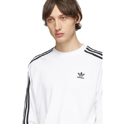 Shop Adidas Originals White 3-stripes Long Sleeve T-shirt