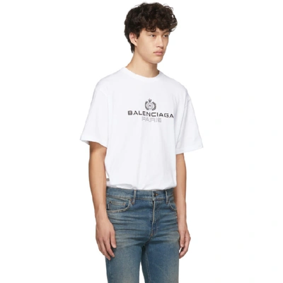 Shop Balenciaga White Paris Laurel Regular Fit T-shirt