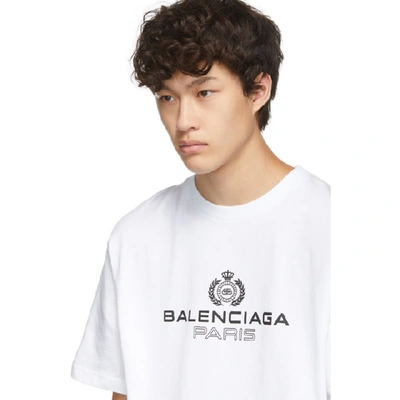 Shop Balenciaga White Paris Laurel Regular Fit T-shirt