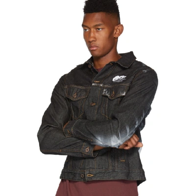 Shop Off-white Black Denim Arrows Slim Jacket In 1010 Blkblk