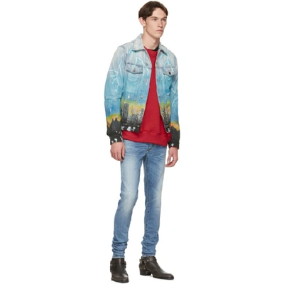 Shop Amiri Indigo Denim City Dragon Trucker Jacket In Incclasindi