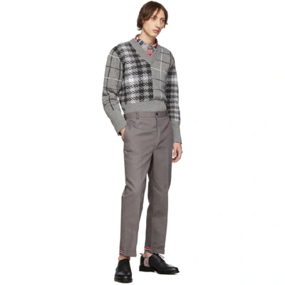 Shop Thom Browne Grey Fun-mix V-neck Pullover In 982 Tnlgry