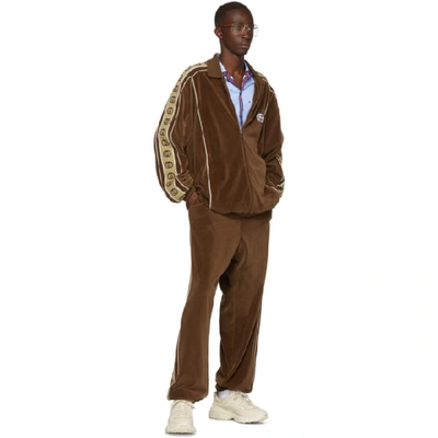 Shop Gucci Brown Loose Chenille Lounge Pants In 2051 Brown