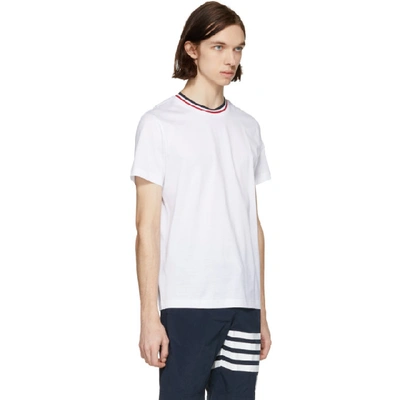 Shop Moncler White Tricolor Collar T-shirt In 001 White